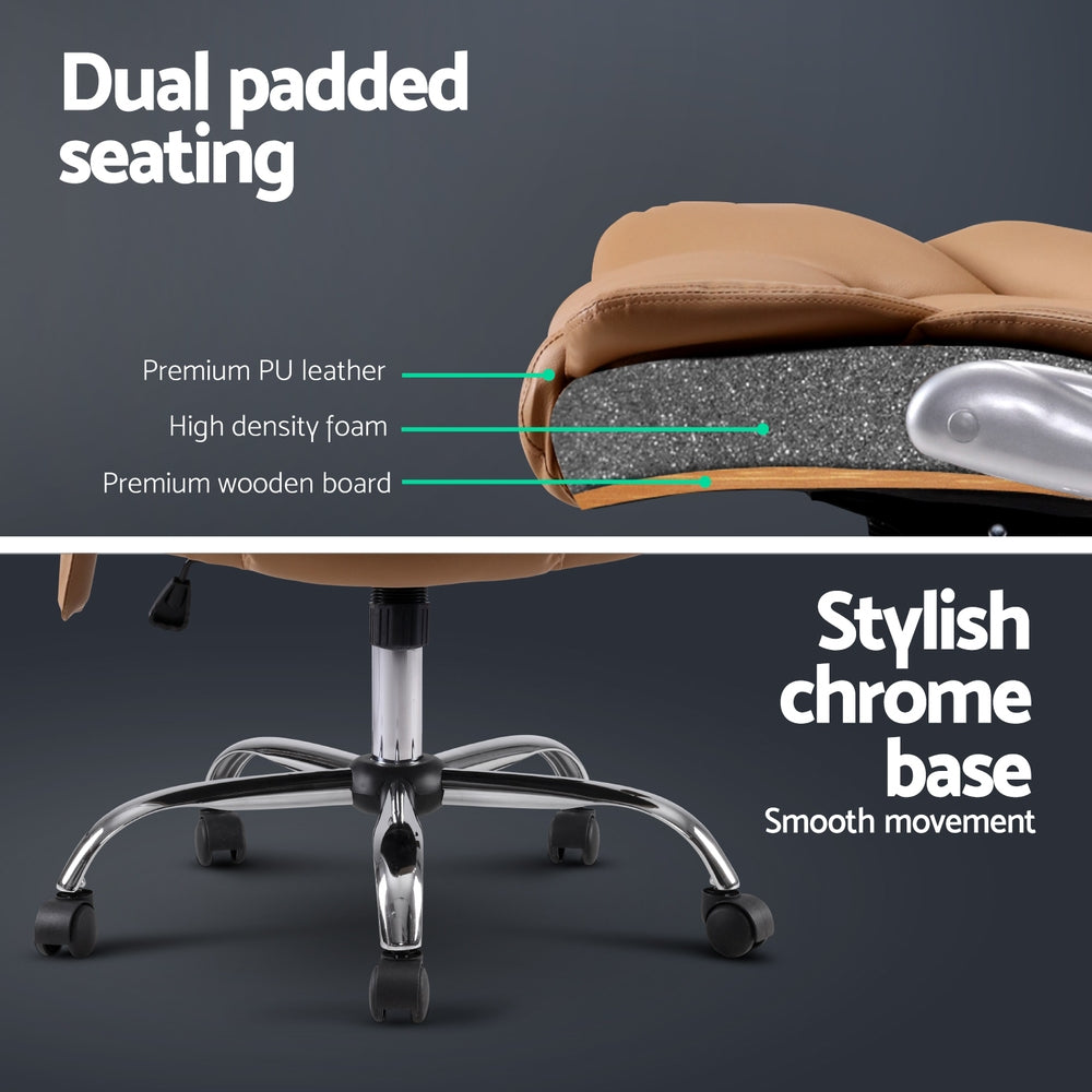 8 Point Massage Office Chair Pu Leather Espresso