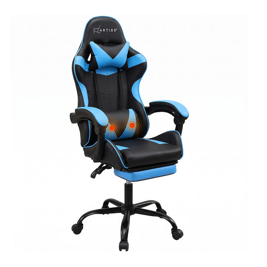 Artiss 2 Point Massage Gaming Office Chair Footrest Red