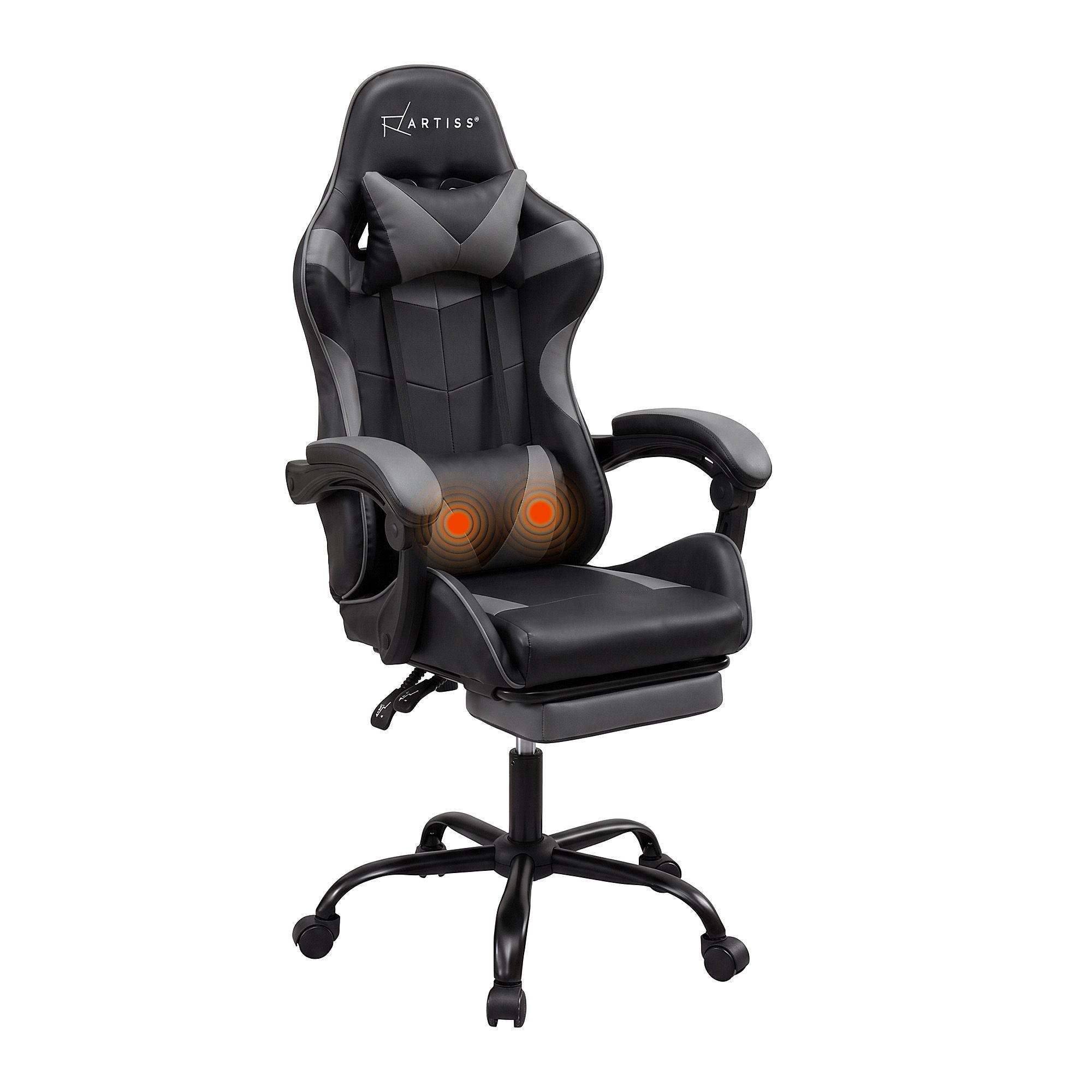 Artiss 2 Point Massage Gaming Office Chair Footrest Pink