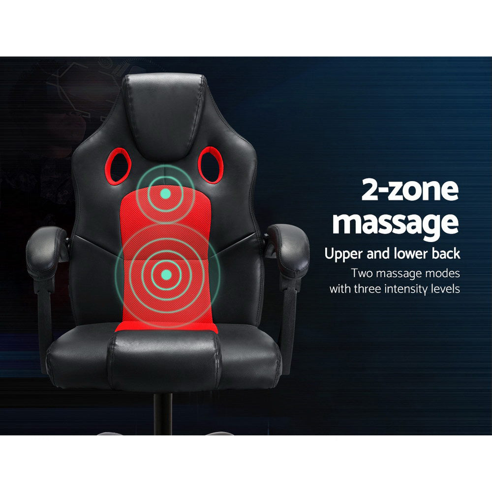 Gaming Office Chair Red 2 Point Massage Ergonomic PU Leather Computer Chair