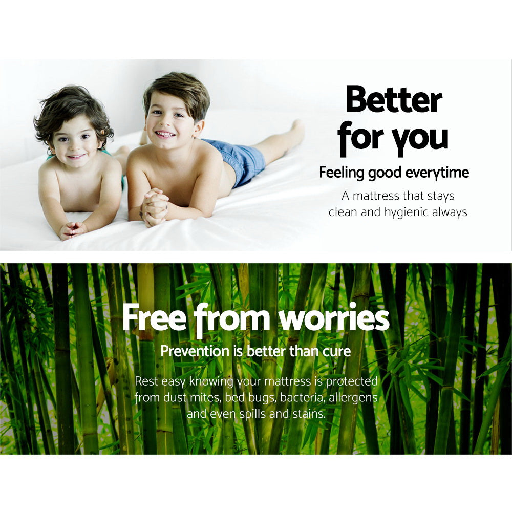 Bamboo Mattress Protector King Waterproof Breathable Fitted Cover