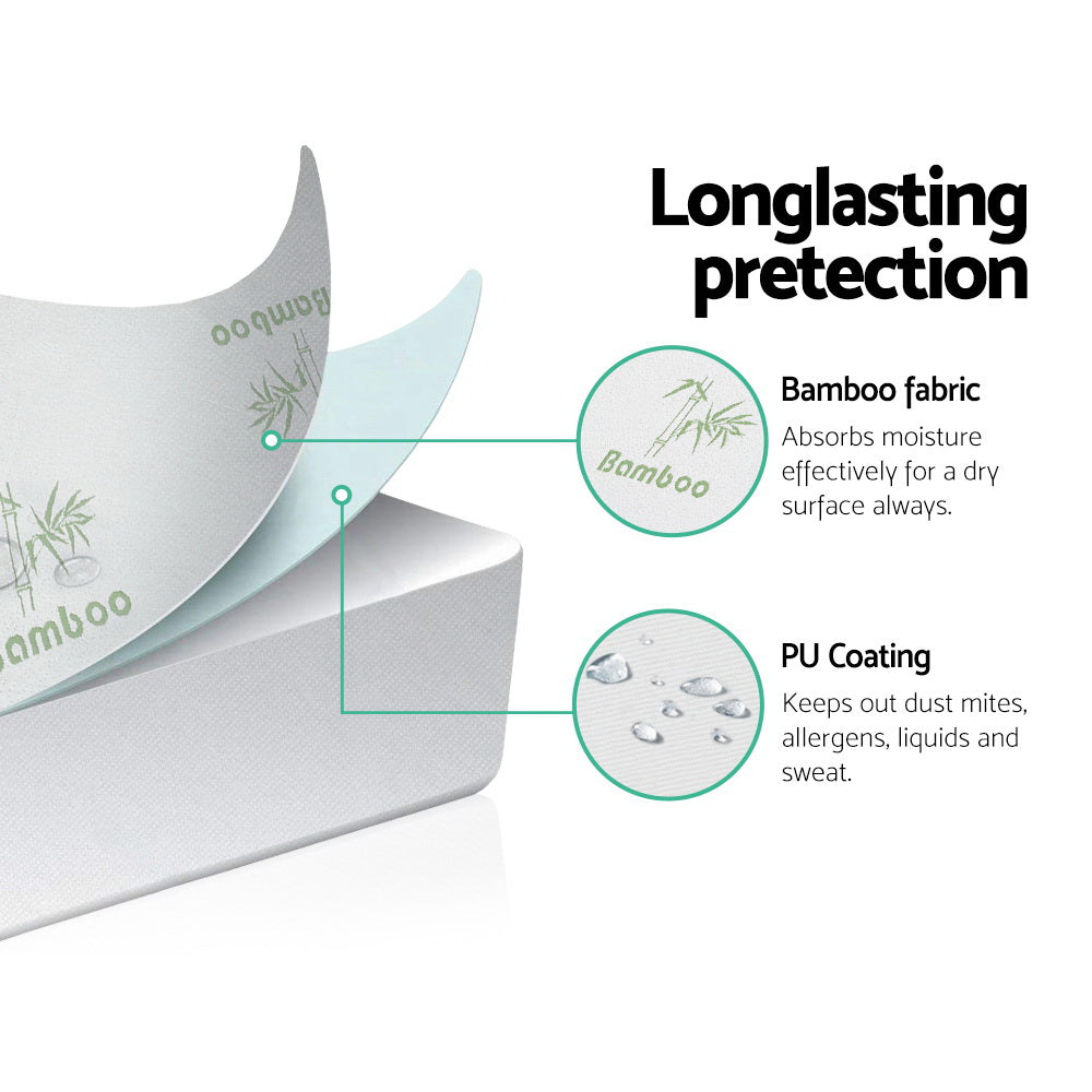 Bamboo Mattress Protector King Waterproof Breathable Fitted Cover
