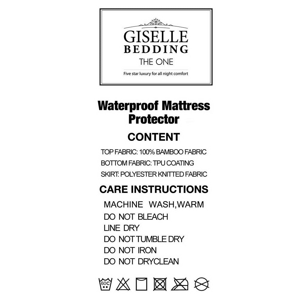 Bamboo Mattress Protector King Waterproof Breathable Fitted Cover