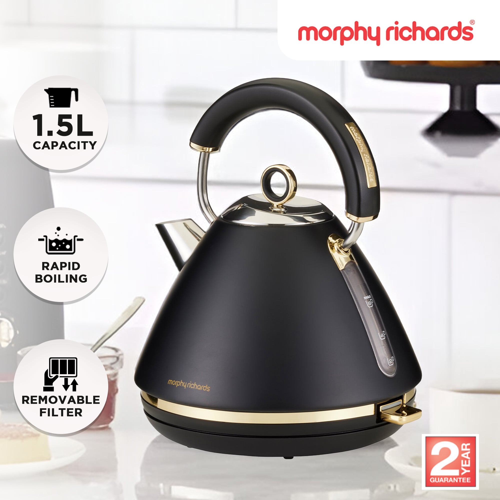 Electric Kettle Rapid Boil Stainless Steel 27.7x24x22cm