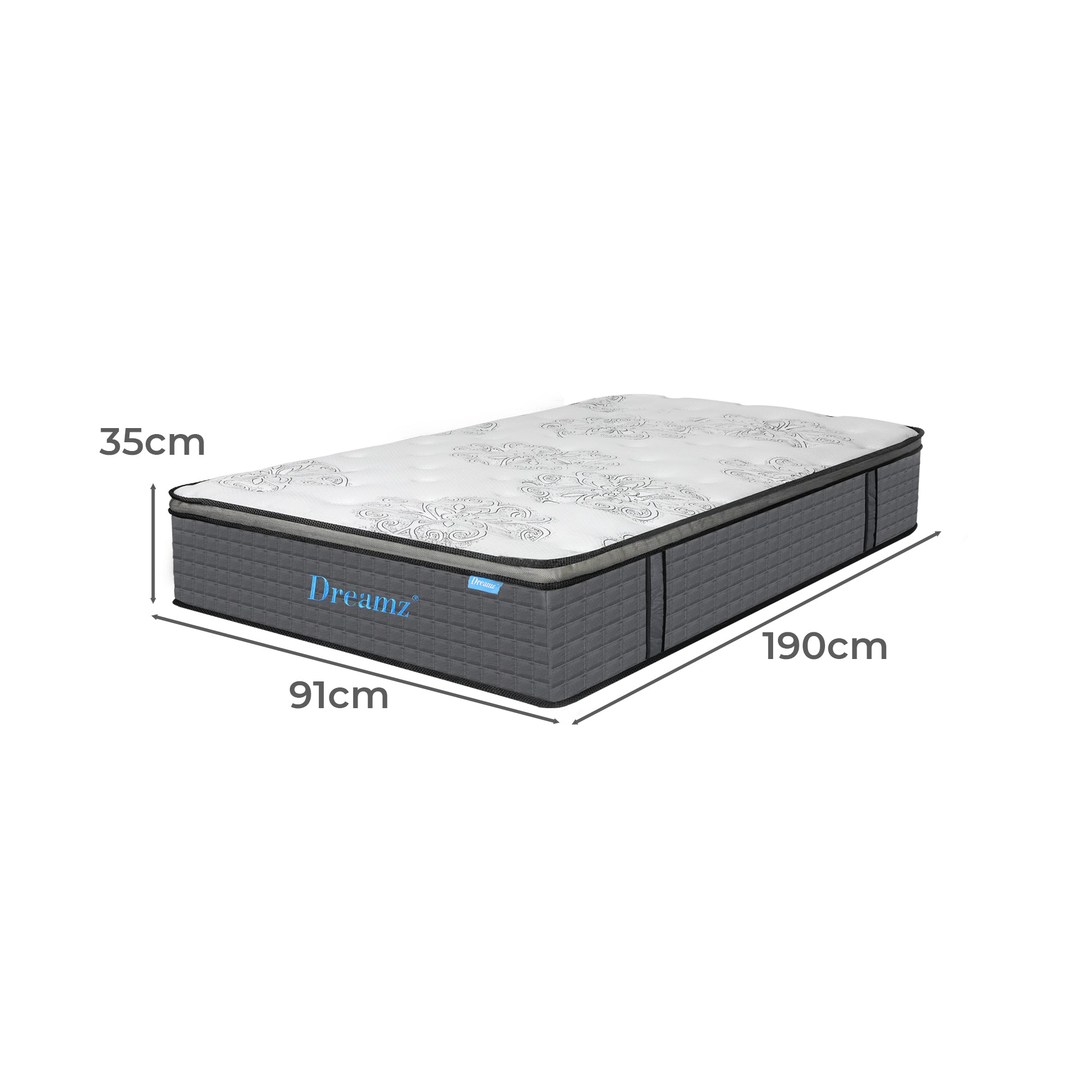 Single 35cm Cozy Spring Mattress Bed Pocket Egg Medium firm 5.0 Scandi Inspired Design