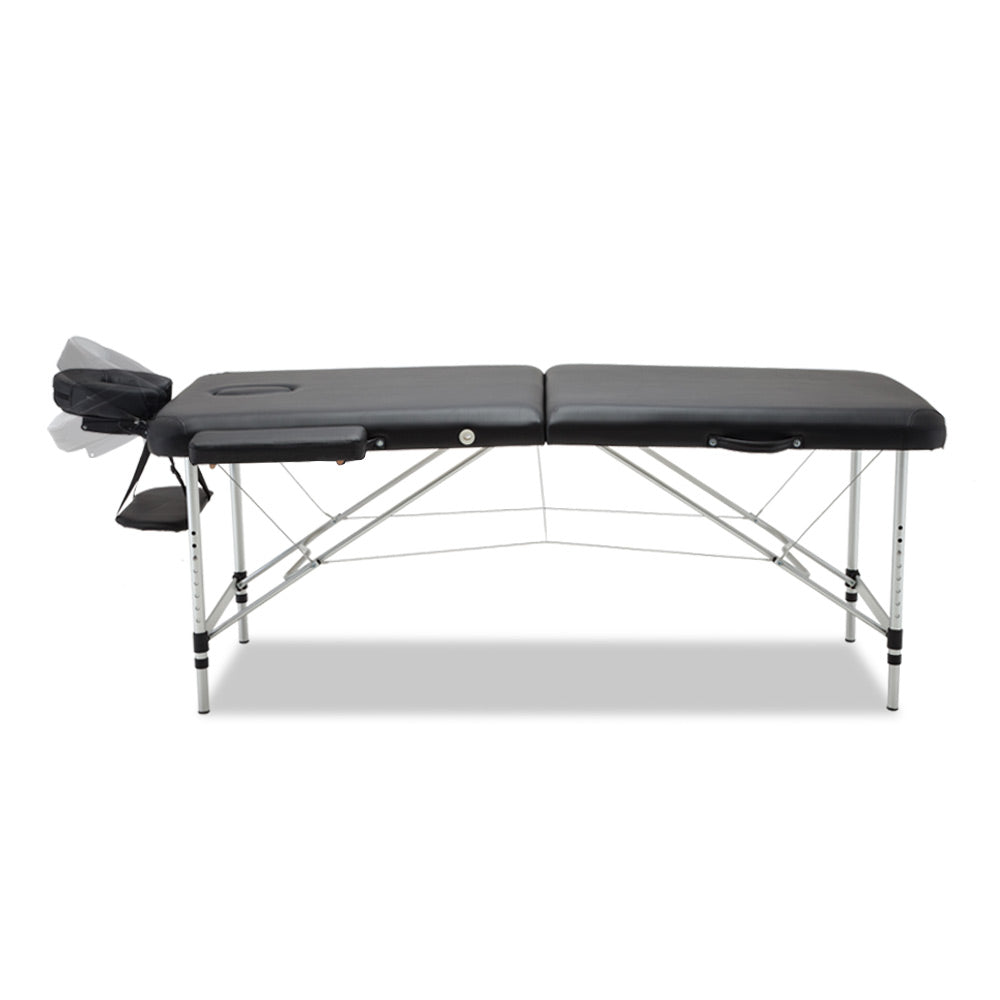 Portable Massage Table 75cm Aluminium Folding Beauty Bed Adjustable Black