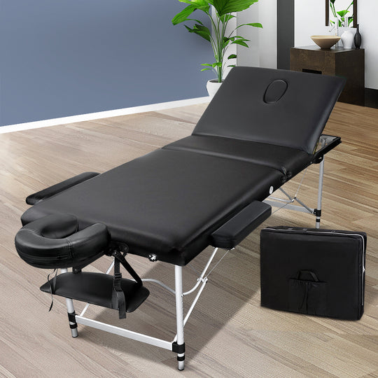 Portable 60Cm 3 Fold Massage Table, Black | Massage Tables