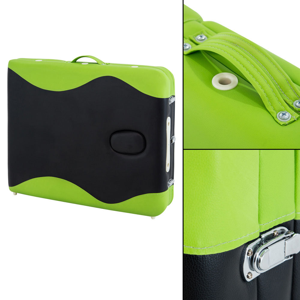 Massage Table 75Cm Portable 3 Fold Aluminium Beauty Bed Green