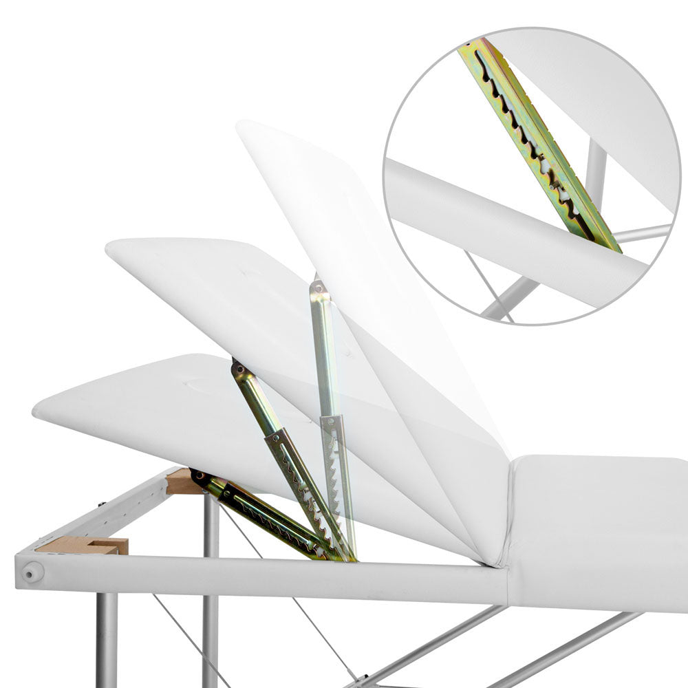 Massage Table 75Cm Portable 3 Fold Aluminium Beauty Bed White