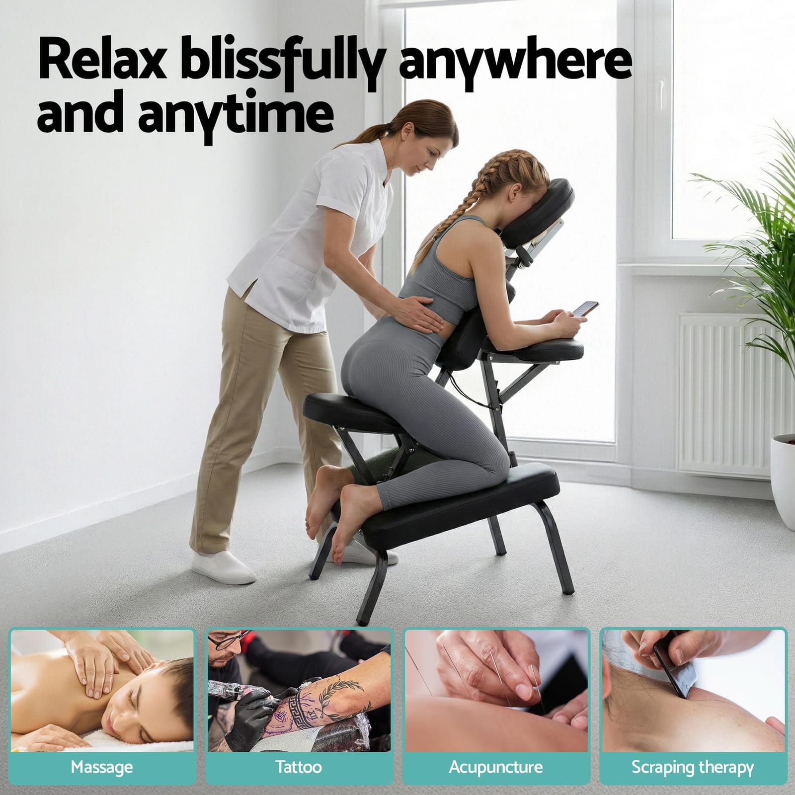 Portable Massage Chair Lightweight 46x48x130cm