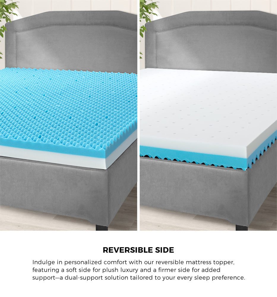 Memory Foam Mattress Topper Reversible Cool Gel 10cm