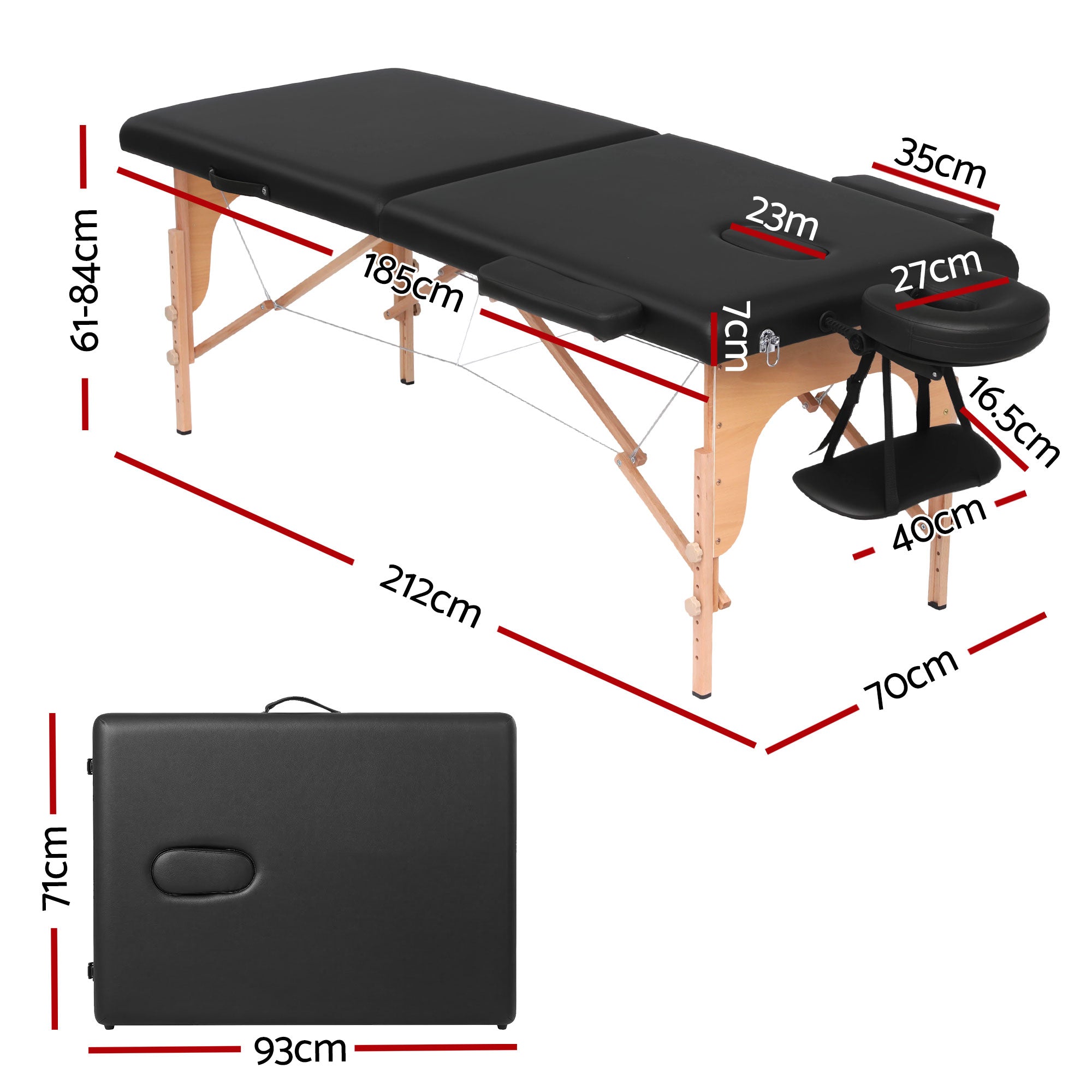 Zenses 70cm Portable Massage Table Foldable | Simpledeals