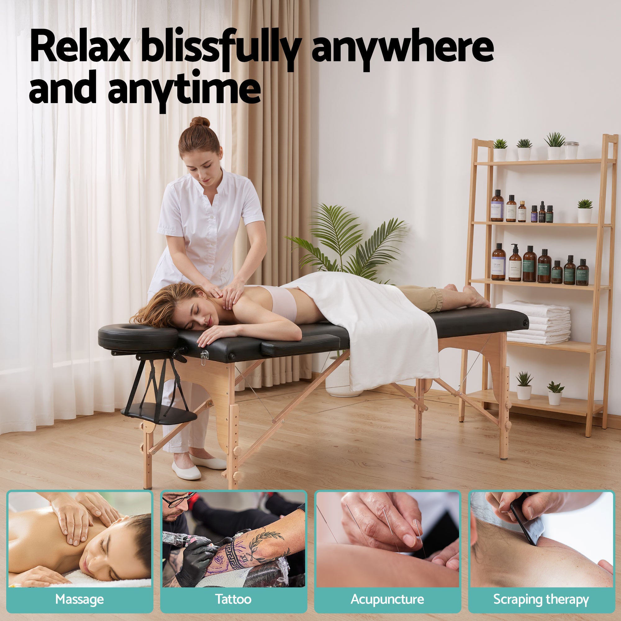 Zenses 70cm Portable Massage Table Foldable | Simpledeals