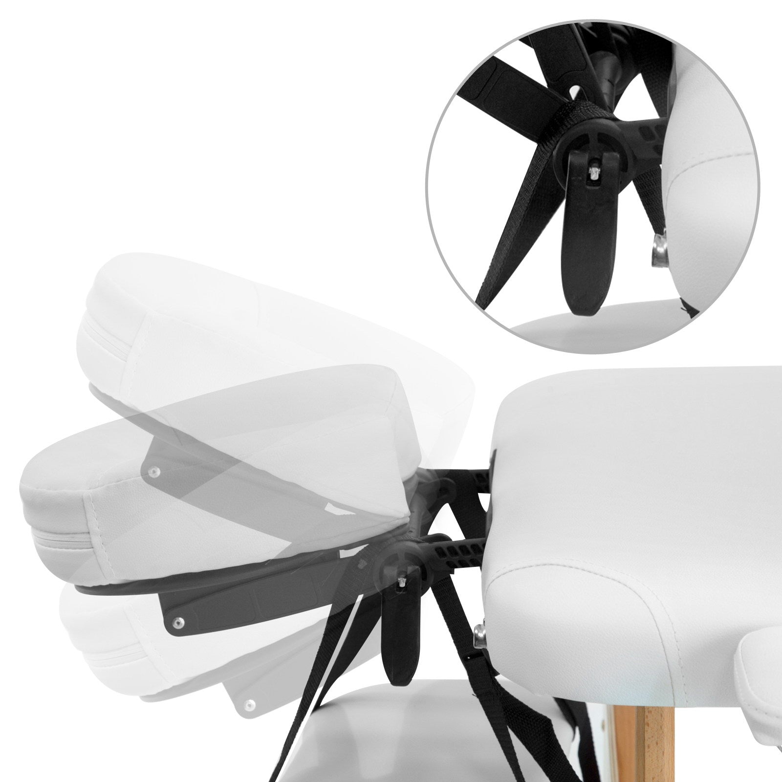 Massage Table 70Cm Portable 3 Fold Wooden Beauty Bed White
