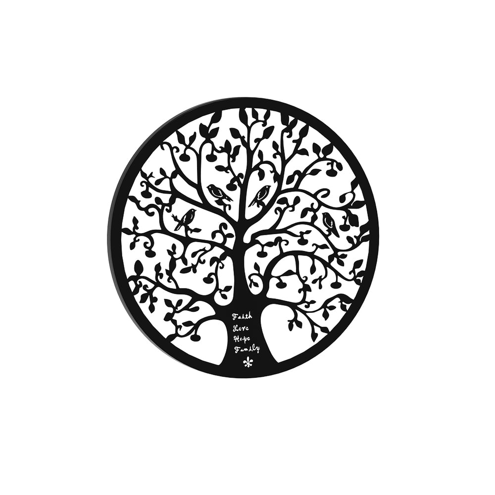 Metal finish - Metal Wall Art Hanging Sculpture Home Decor Leaf Tree Of Life Round Frame