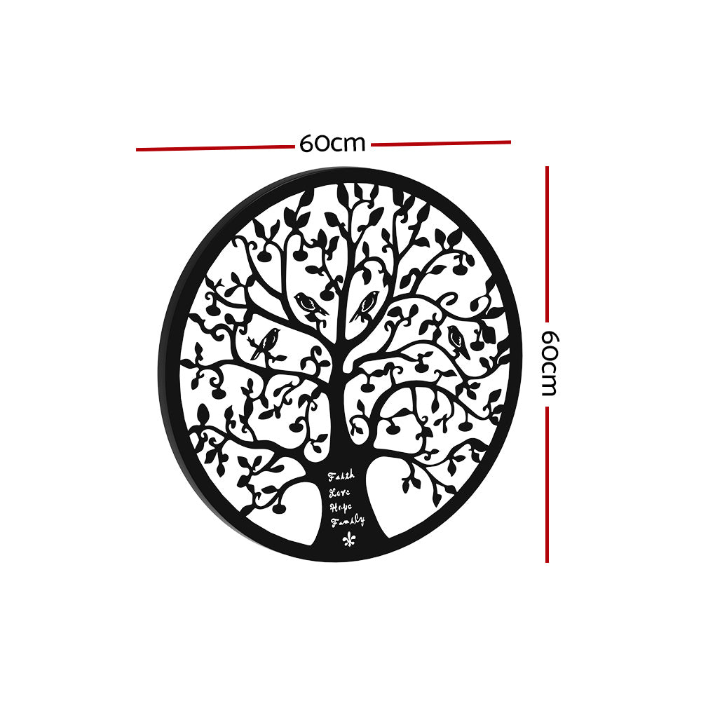 3D Wall Art - Metal Wall Art Hanging Sculpture Home Decor Leaf Tree Of Life Round Frame