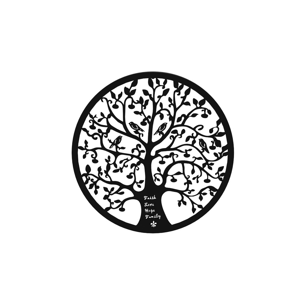 Metal Wall Art Hanging Sculpture Home Decor Leaf Tree Of Life Round Frame | 3D Wall Art