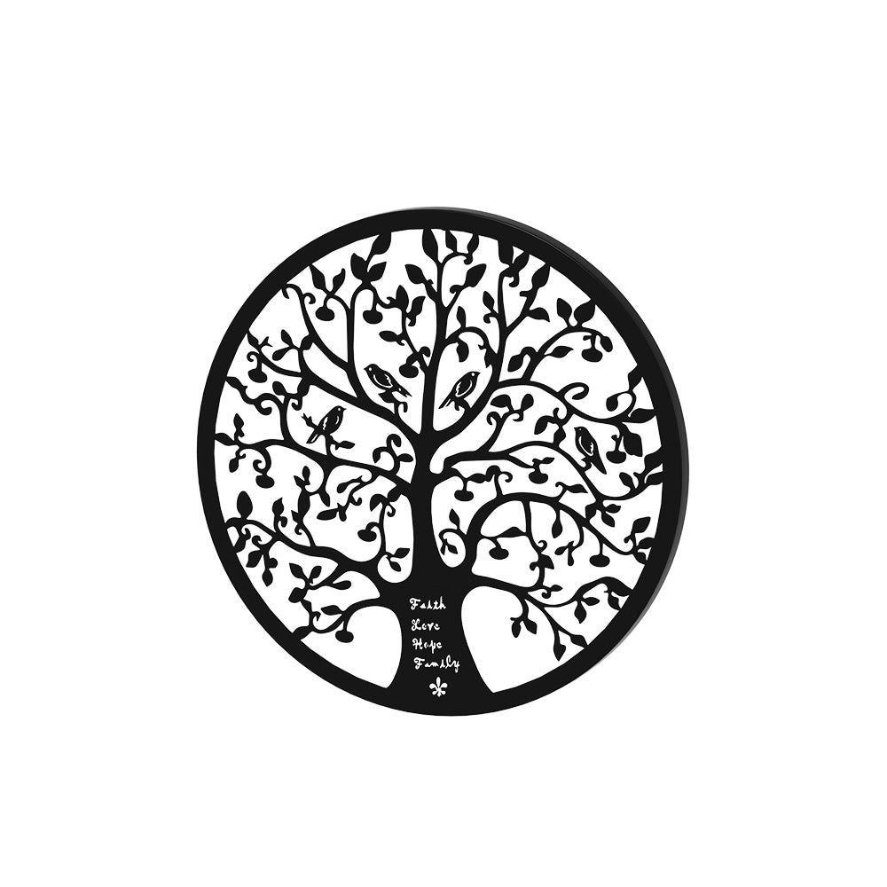 Metal Wall Art Hanging Sculpture Home Decor Leaf Tree Of Life Round Frame | Metal finish