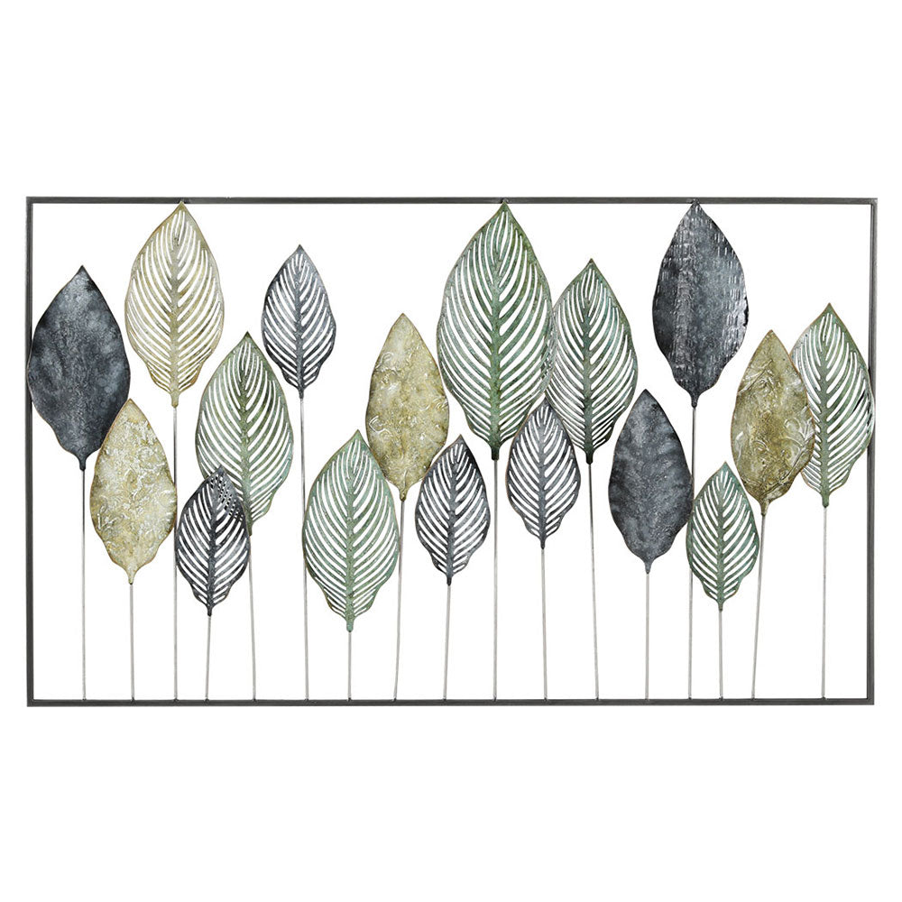 Metal finish - Metal Wall Art Tree of Life Leaf Sculpture Framed Home Decor Multi