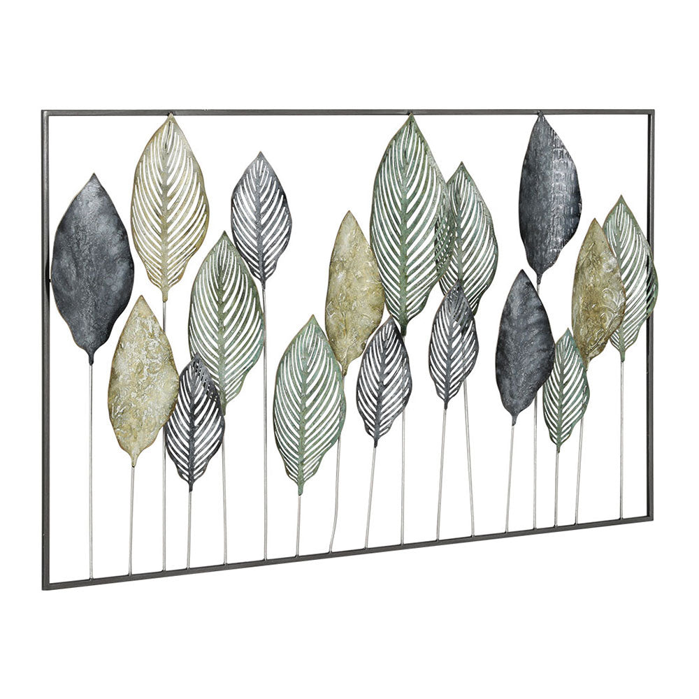 Metal Wall Art Tree of Life Leaf Sculpture Framed Home Decor Multi | 3D Wall Art