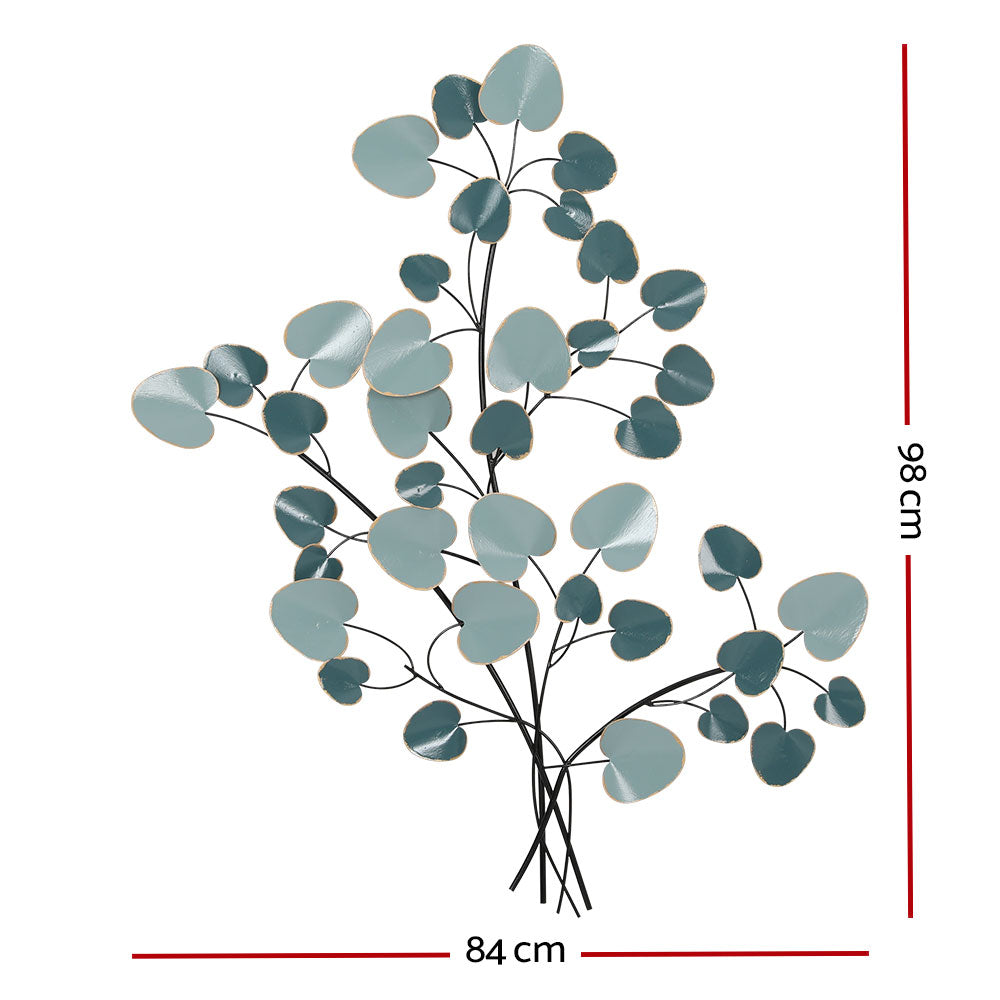 Metal Wall Art Hanging Sculpture Home Decor Leaf Tree Of Life Blue | Metal finish
