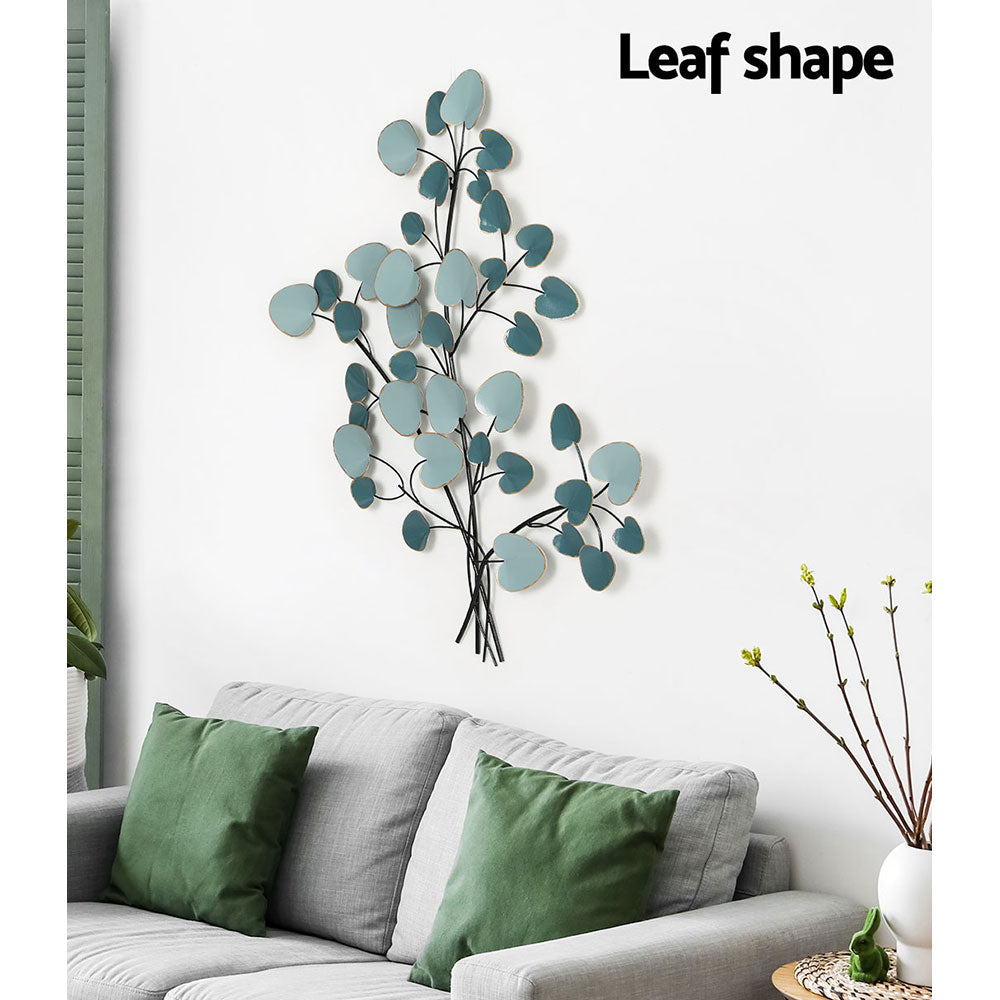 Metal finish - Metal Wall Art Hanging Sculpture Home Decor Leaf Tree Of Life Blue