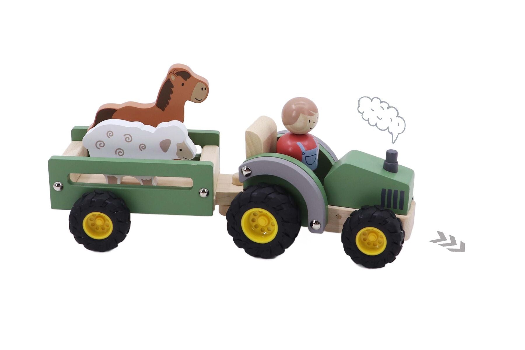 Wooden Tractor Green Toy