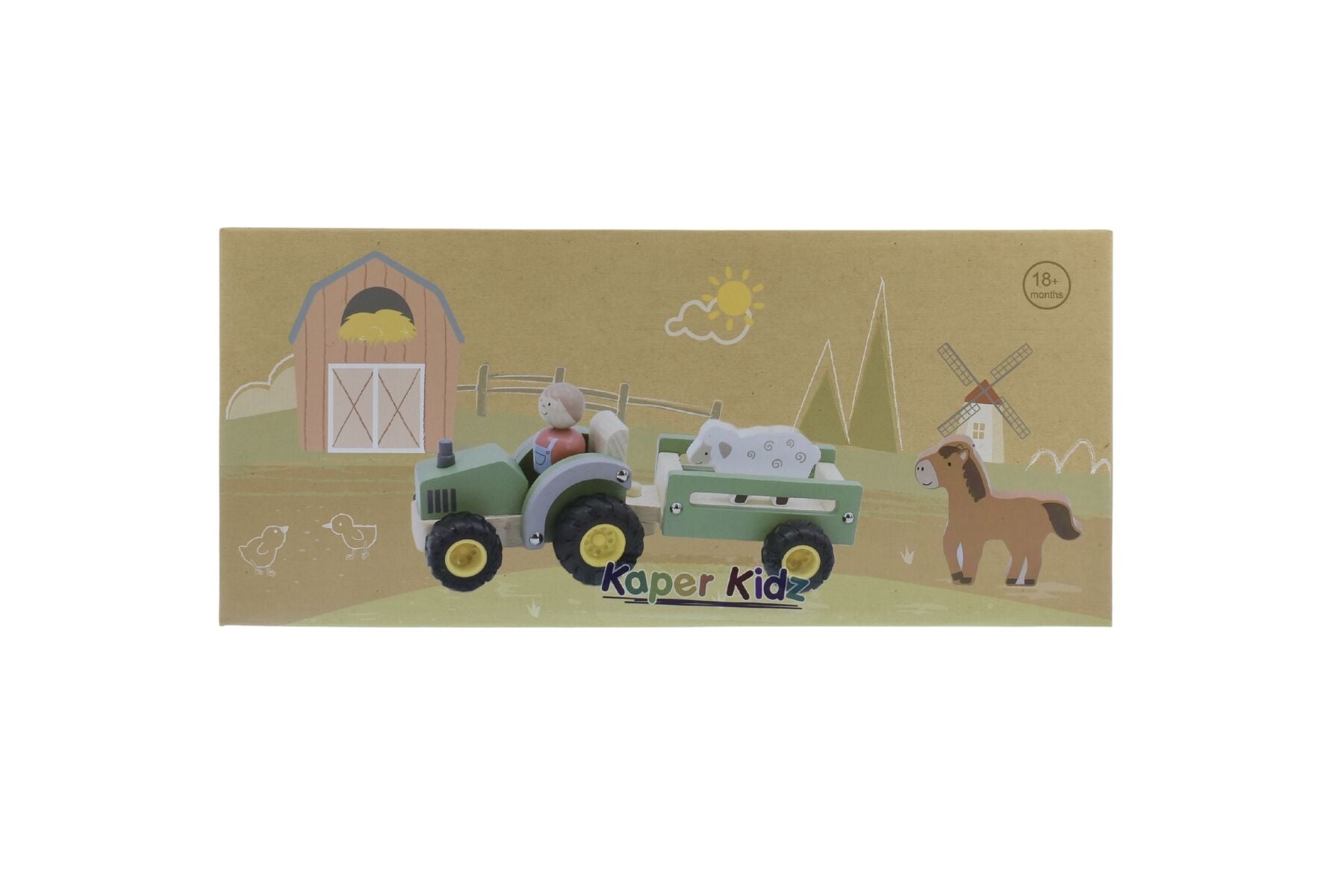 Wooden Tractor Green Toy