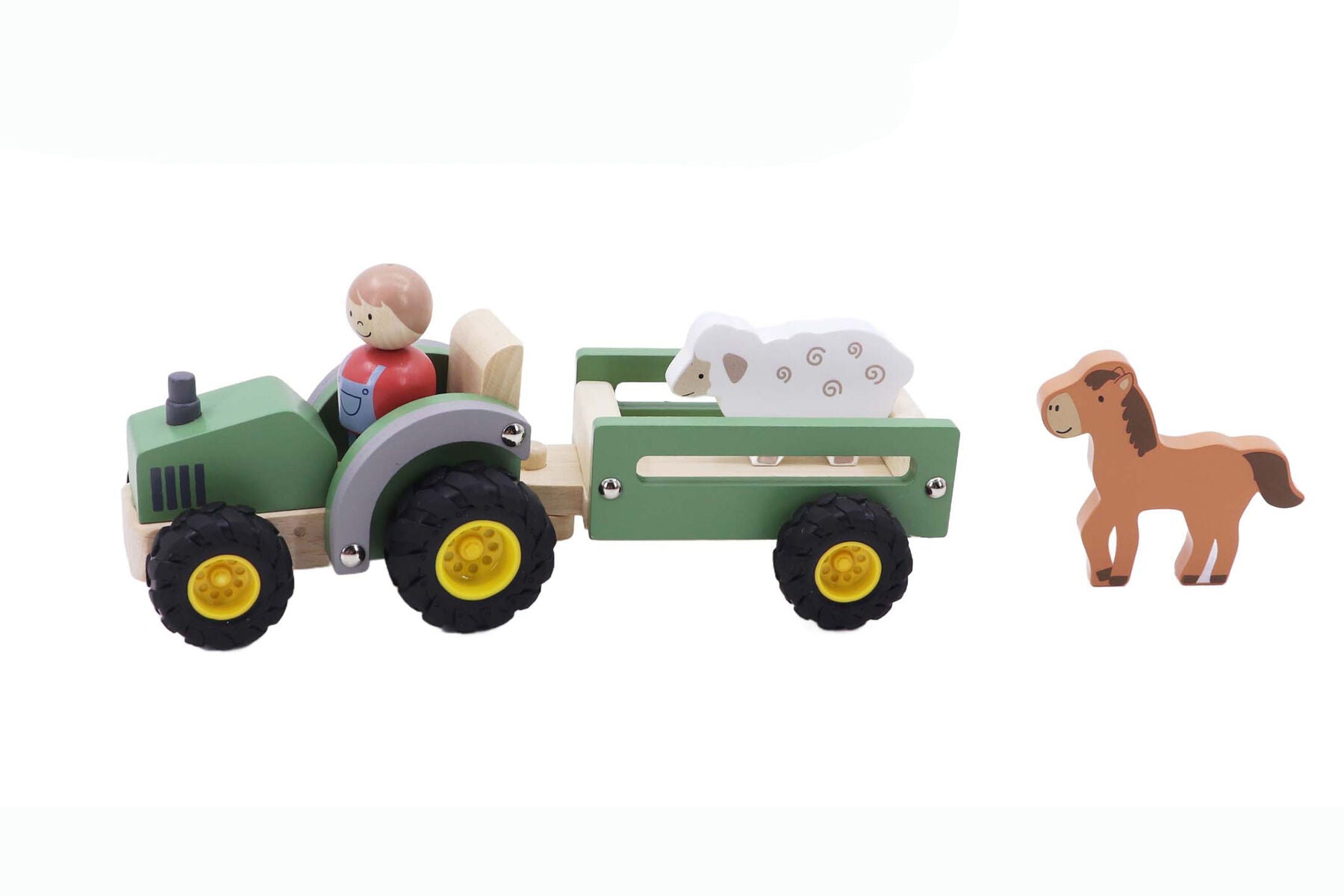 Wooden Tractor Green Toy