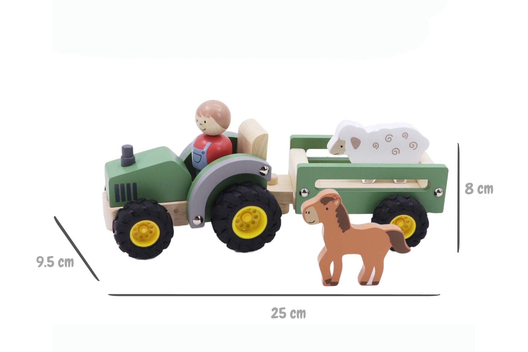 Wooden Tractor Green Toy