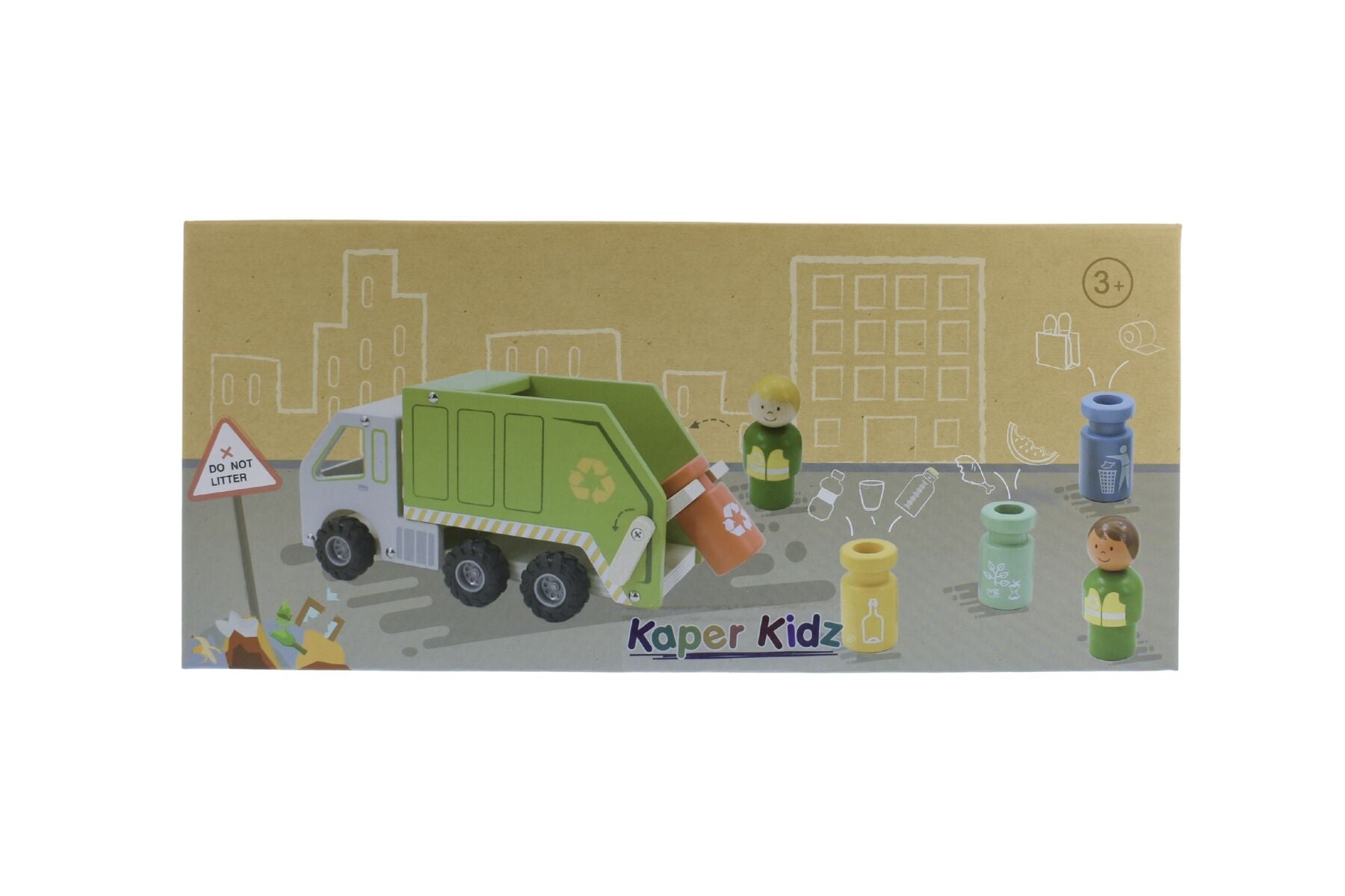 Wooden Recycling Truck Playset