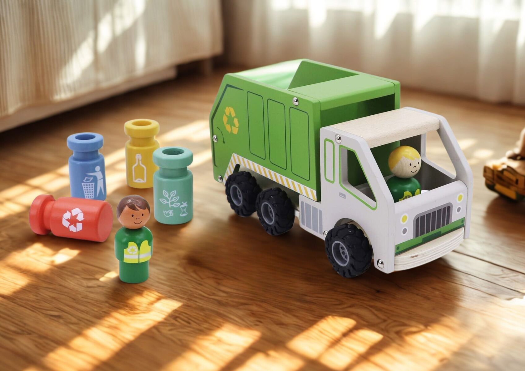 Wooden Recycling Truck Playset