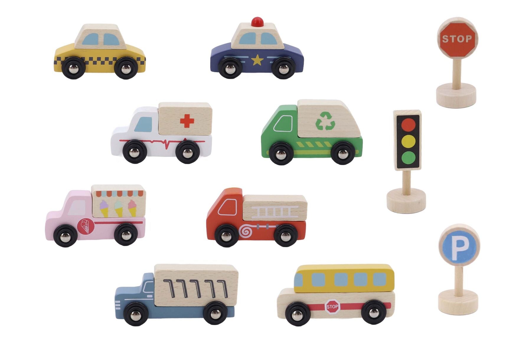 Wooden Transportation Set Cream