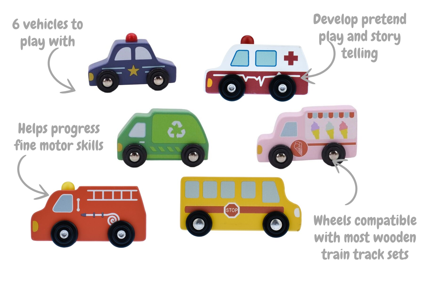 Wooden Vehicle Set Collection