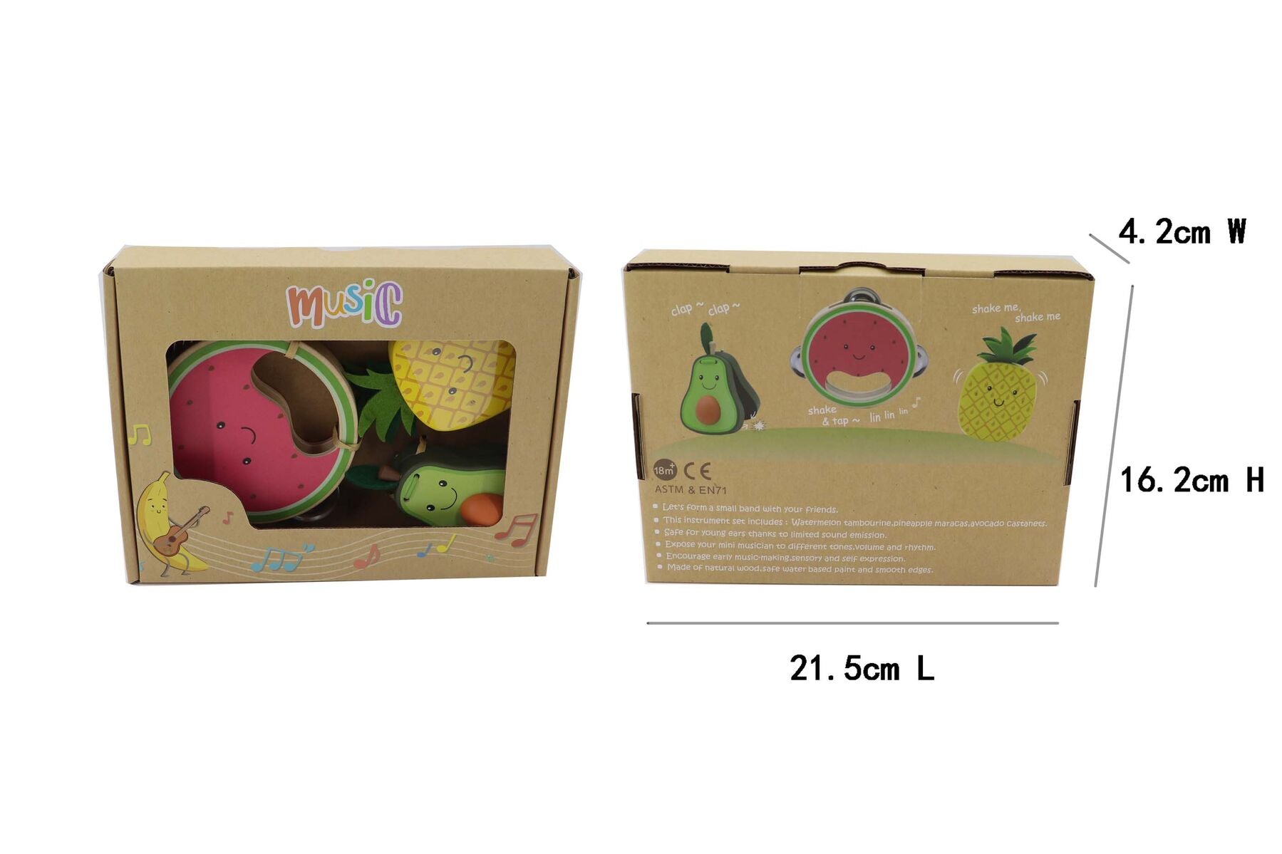 Wooden Musical Fruit Set 10.5x2x10.5cm
