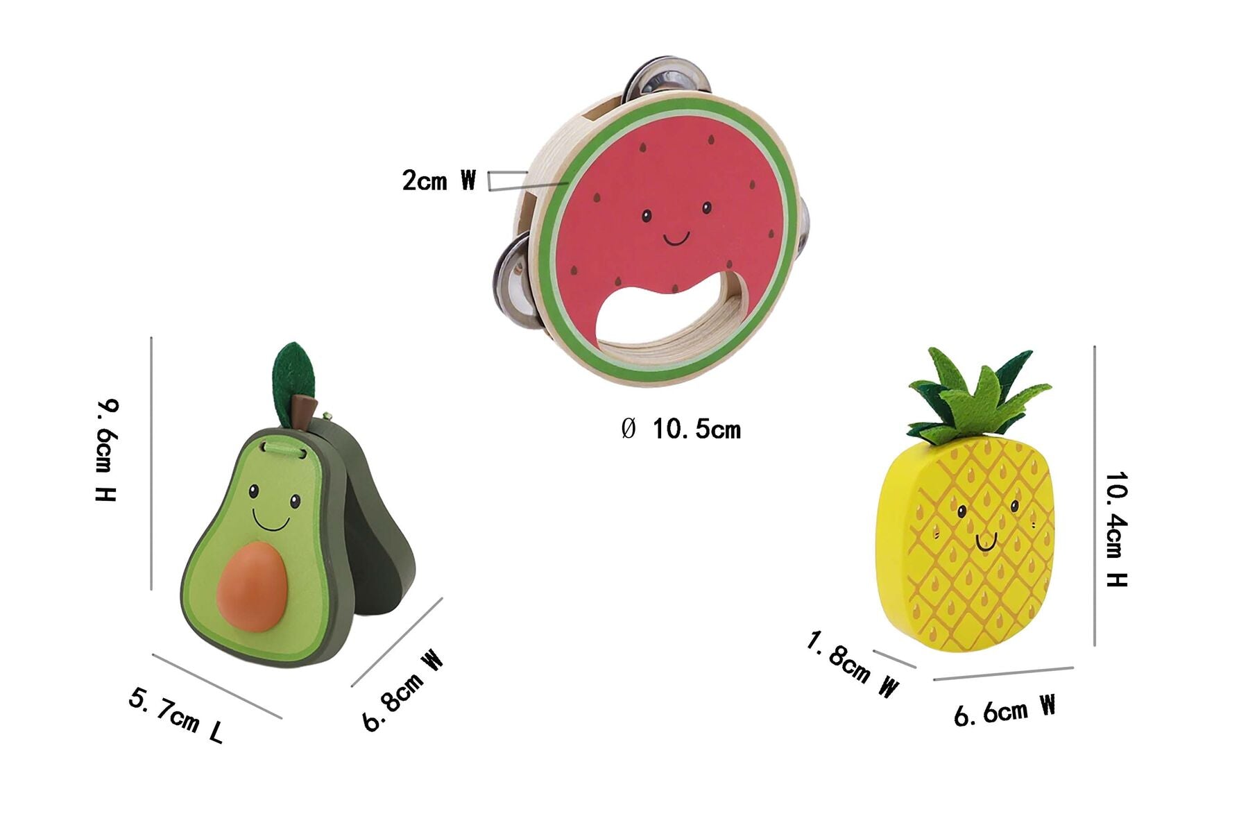Wooden Musical Fruit Set 10.5x2x10.5cm