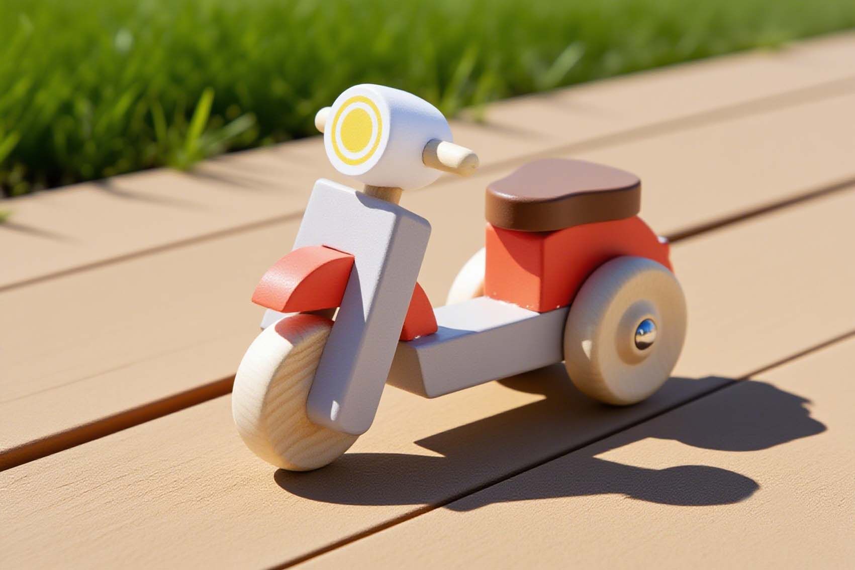 Wooden Scooter Set Handcrafted 12x4.5x9cm