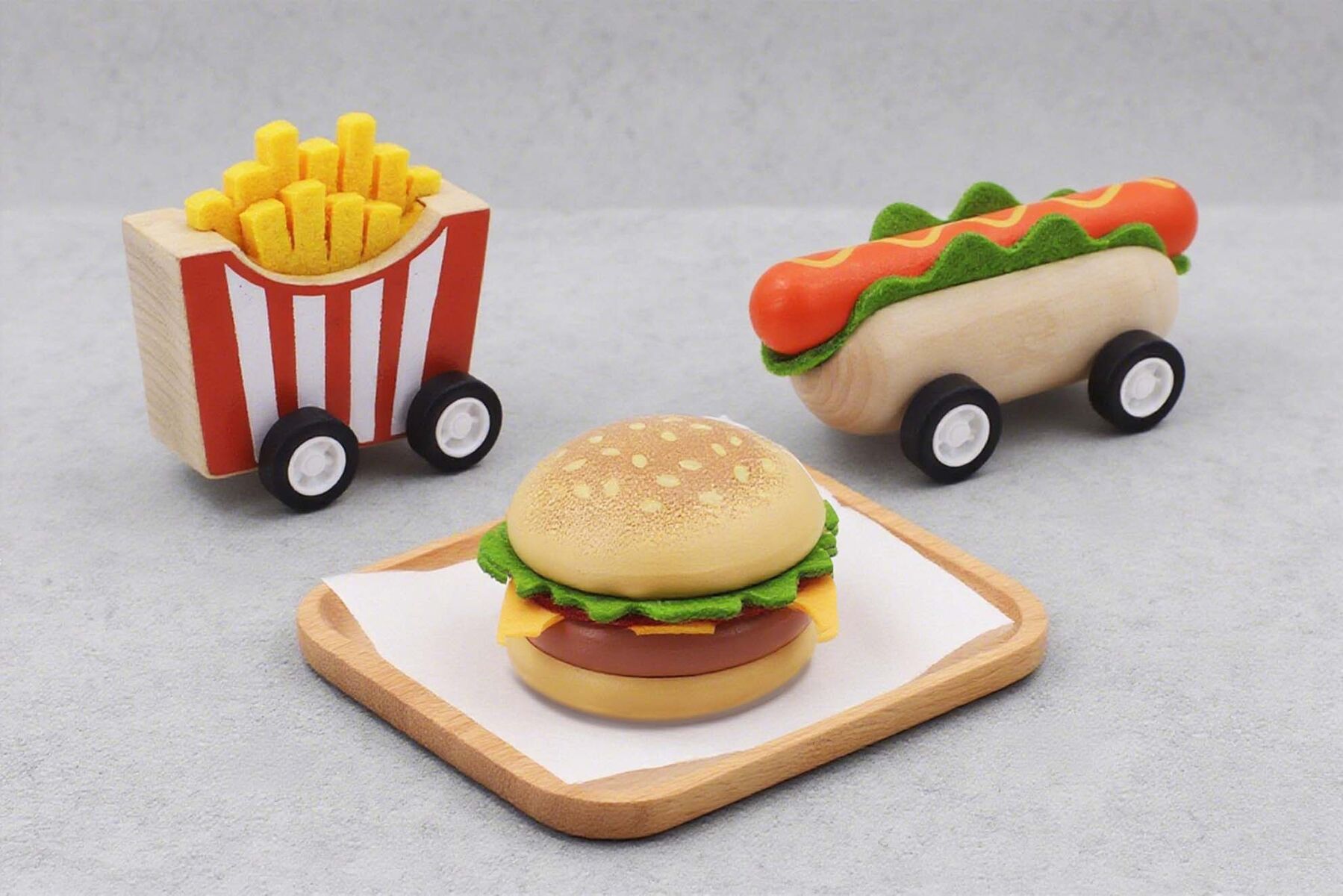 Wooden Fast Food Toy Set 11.5x4x5cm