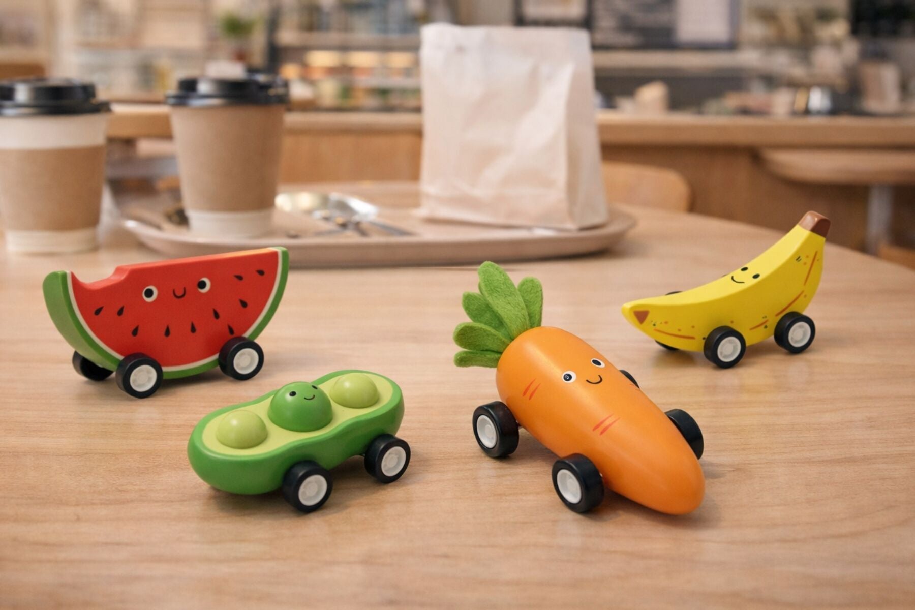 Wooden Fruit Vehicles Set 9x5x4cm