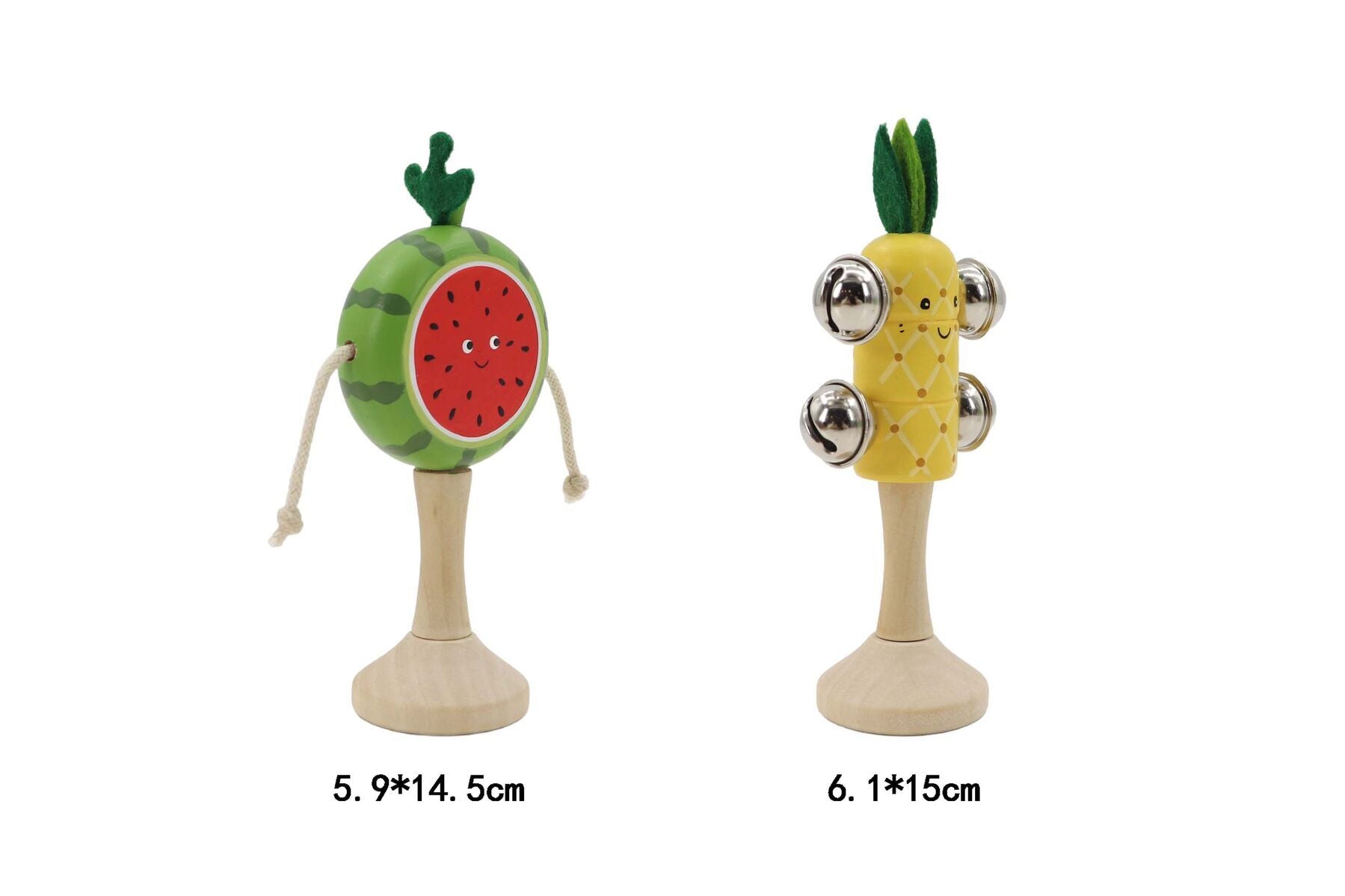 Wooden Musical Fruit Set Natural 6x6x14.5cm