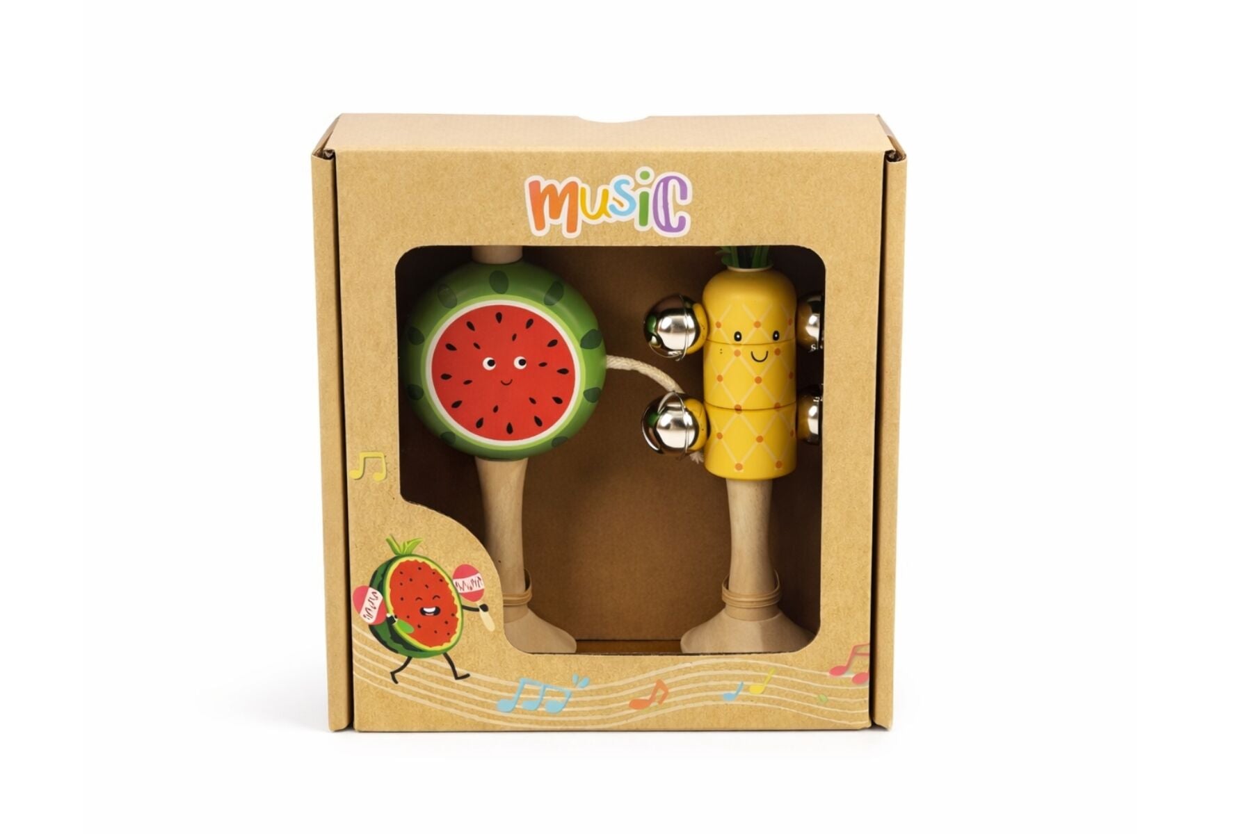 Wooden Musical Fruit Set Natural 6x6x14.5cm