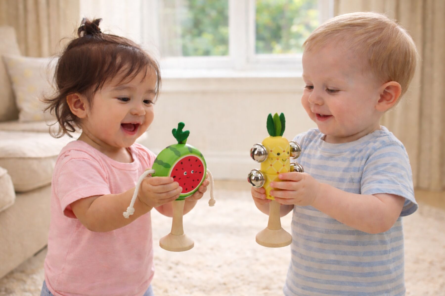 Wooden Musical Fruit Set Natural 6x6x14.5cm