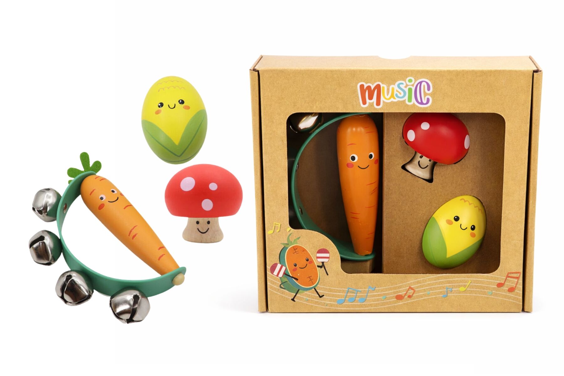 Musical Veggie Set Wooden 9x3x13.5cm