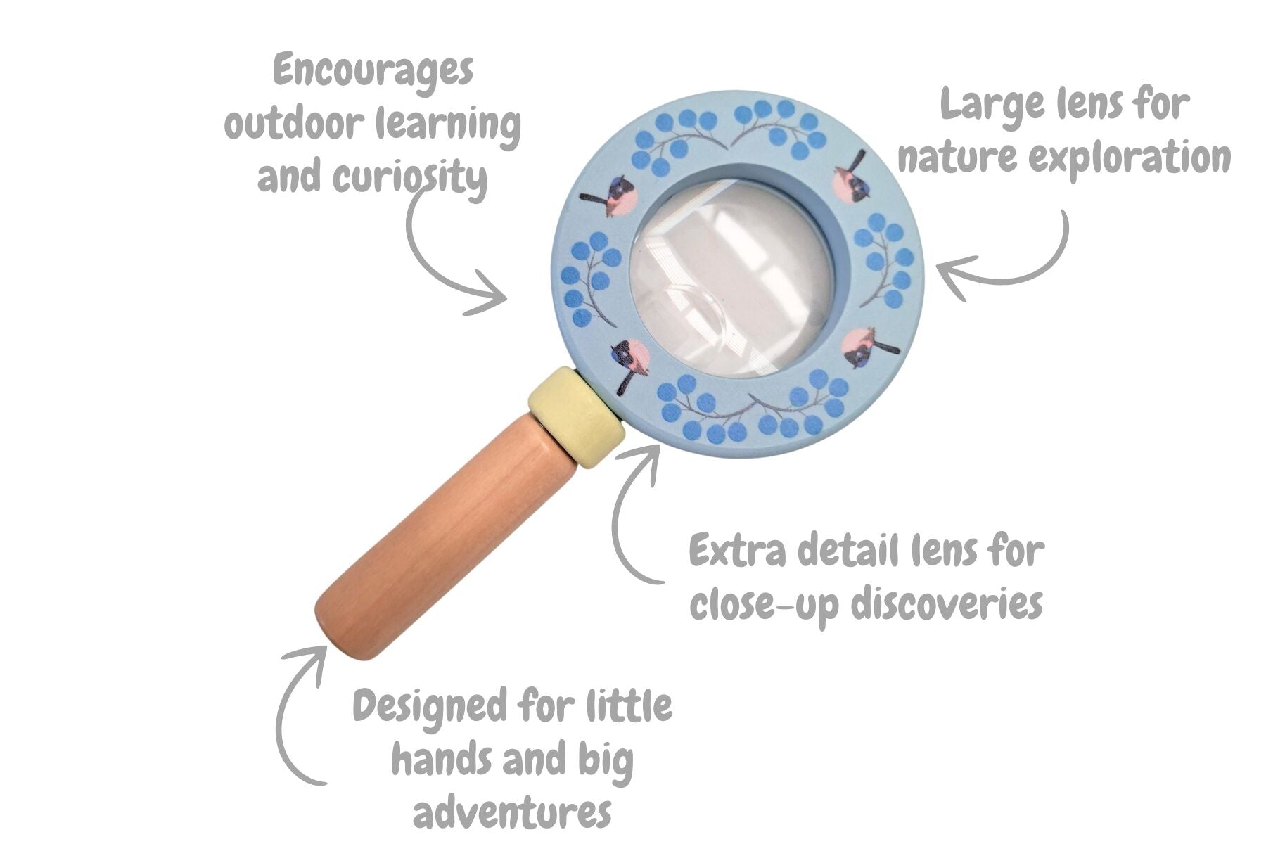 Wildlife Magnifying Glass Set Natural 6x1.3x12cm