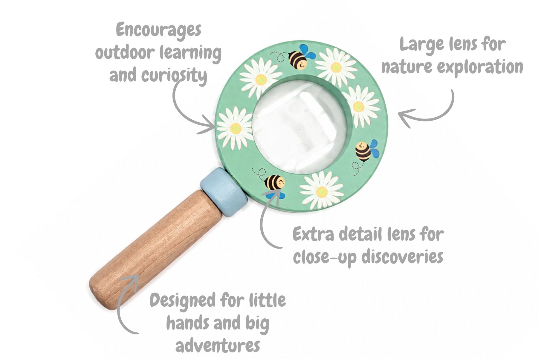 Magnifying Glass Wooden Handle 6x1.3x12cm