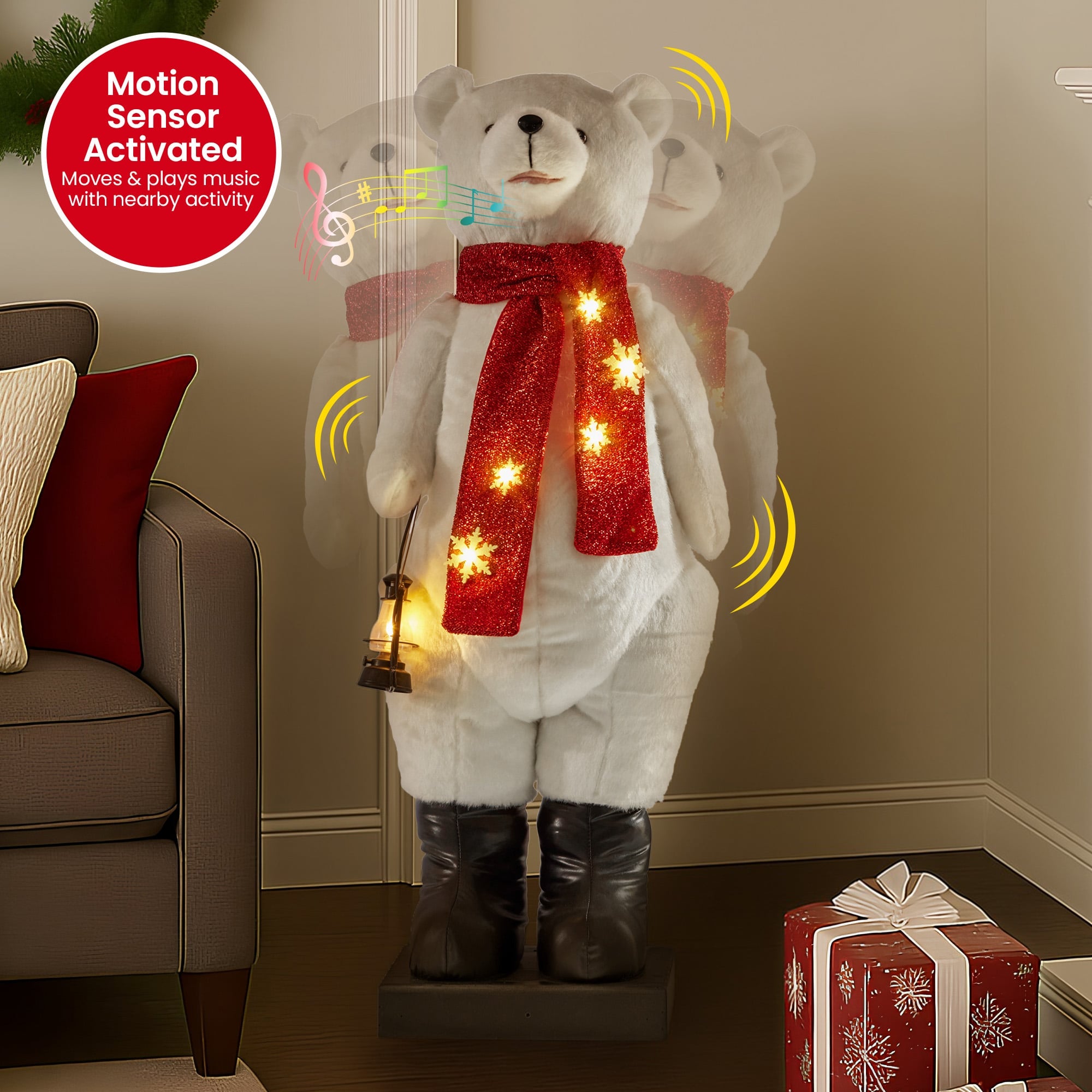Large Musical Christmas Bear