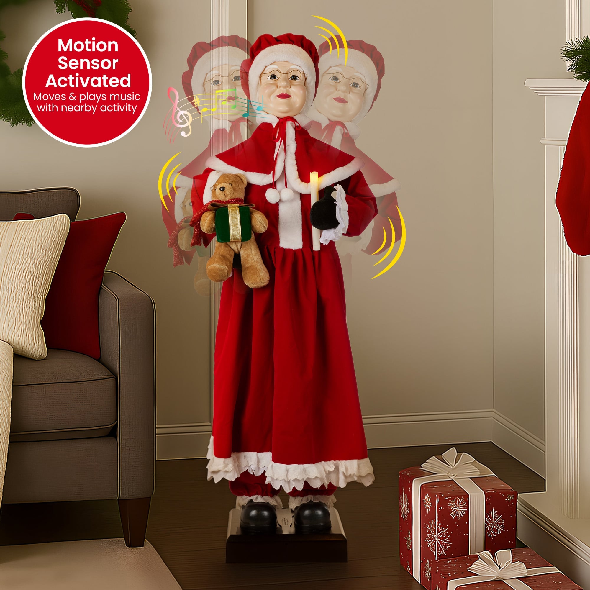 Large Musical Mrs Claus Decoration