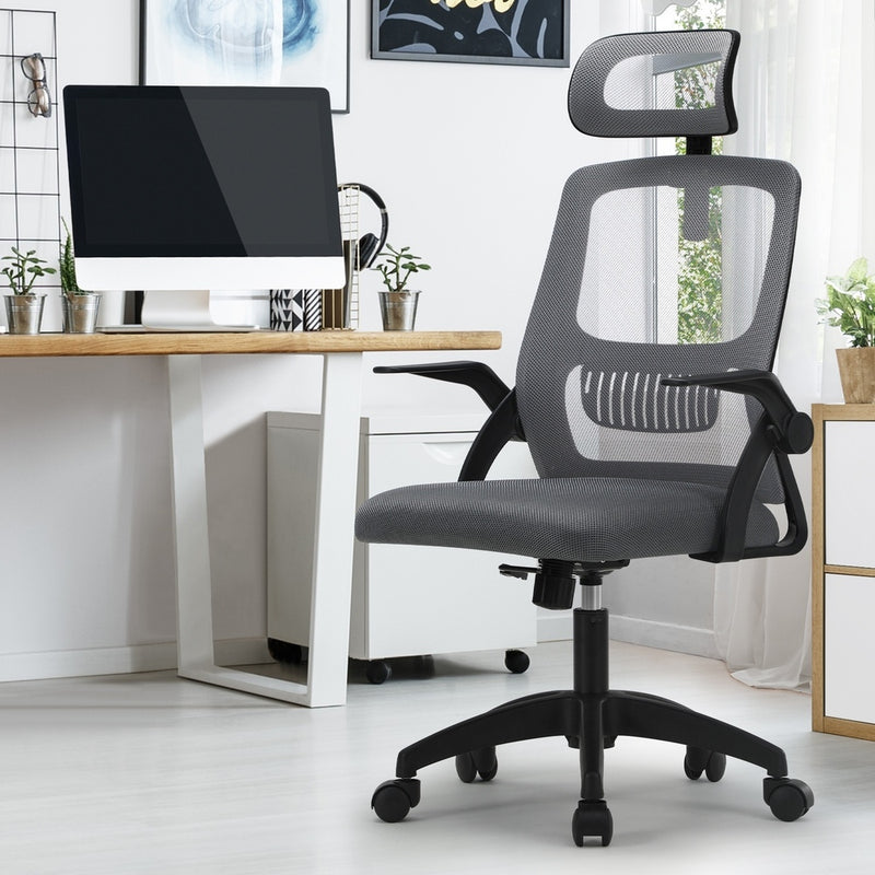 Ergonomic Office Chair Back Support Dark Grey&White with Office Chair