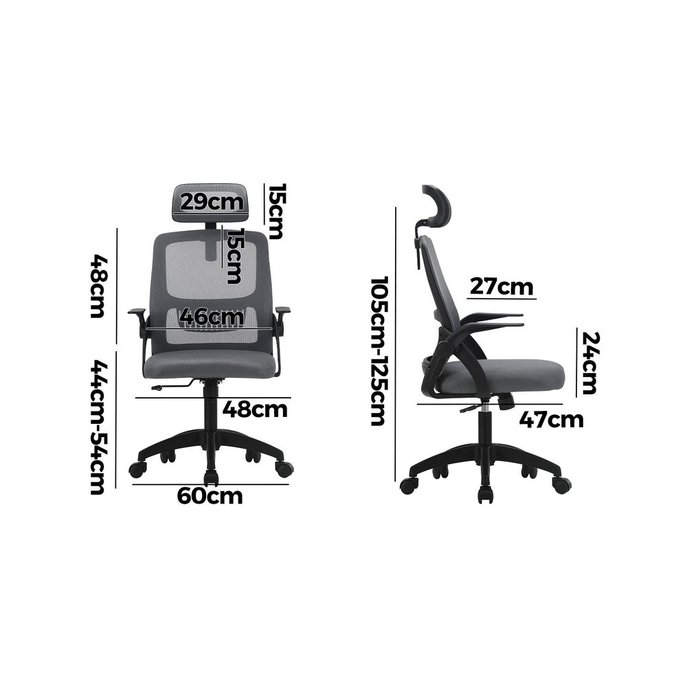 Ergonomic Office Chair Back Support Dark Grey&White
