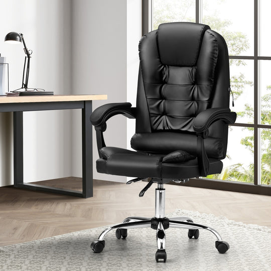 Massage Office Chair Racing Chairs PU Leather Black